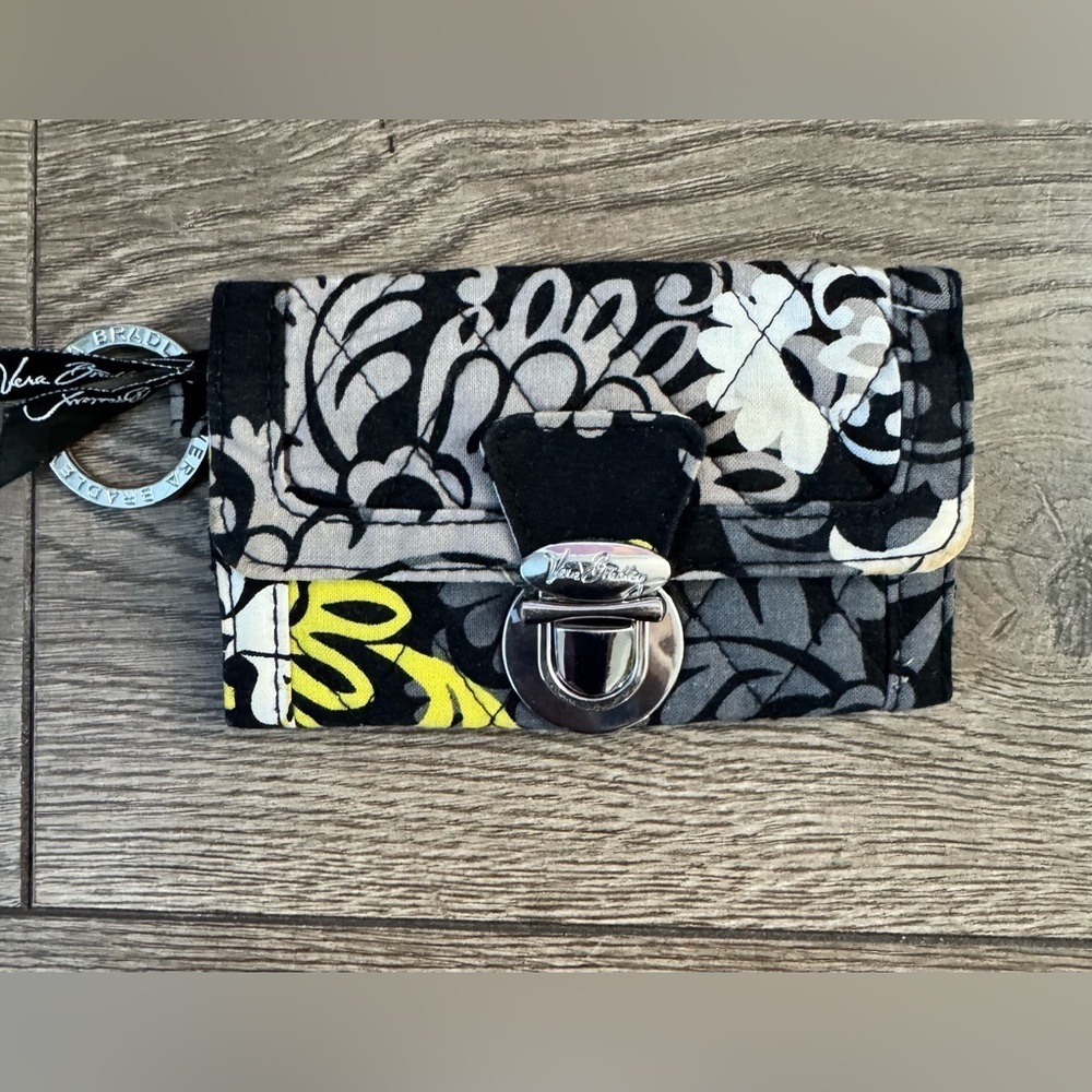 Vera Bradley Coin Purse Wallet with Quick Swipe ID, Baroque Yellow and Black
